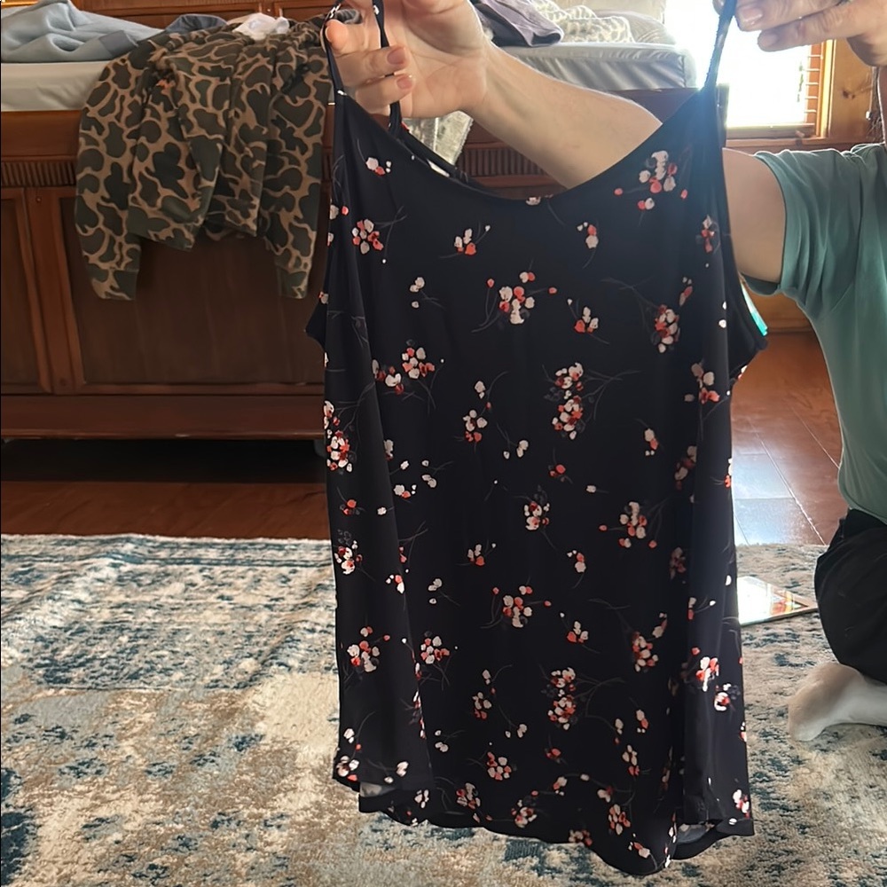 Floral Black Sleeveless Top